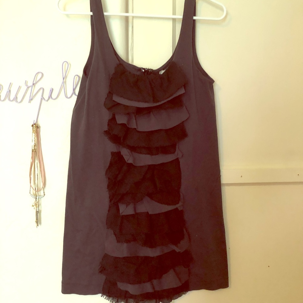 J crew black grey ruffle dress